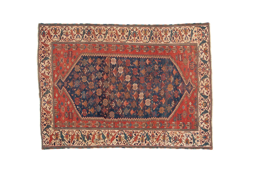 Antique Afshari 4' x 5'6" - SHARKTOOTH Antique and Vintage Textiles