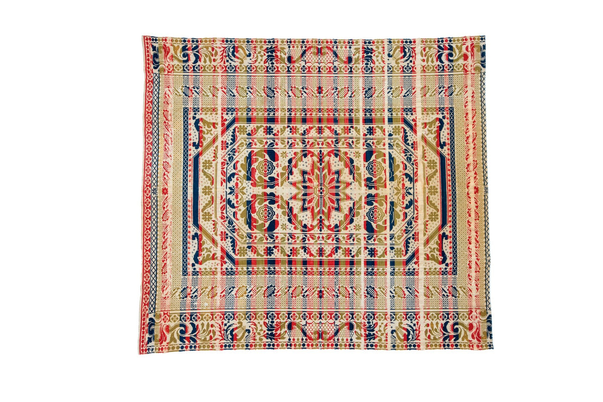 Antique Jacquard Coverlet SHARKTOOTH Textiles