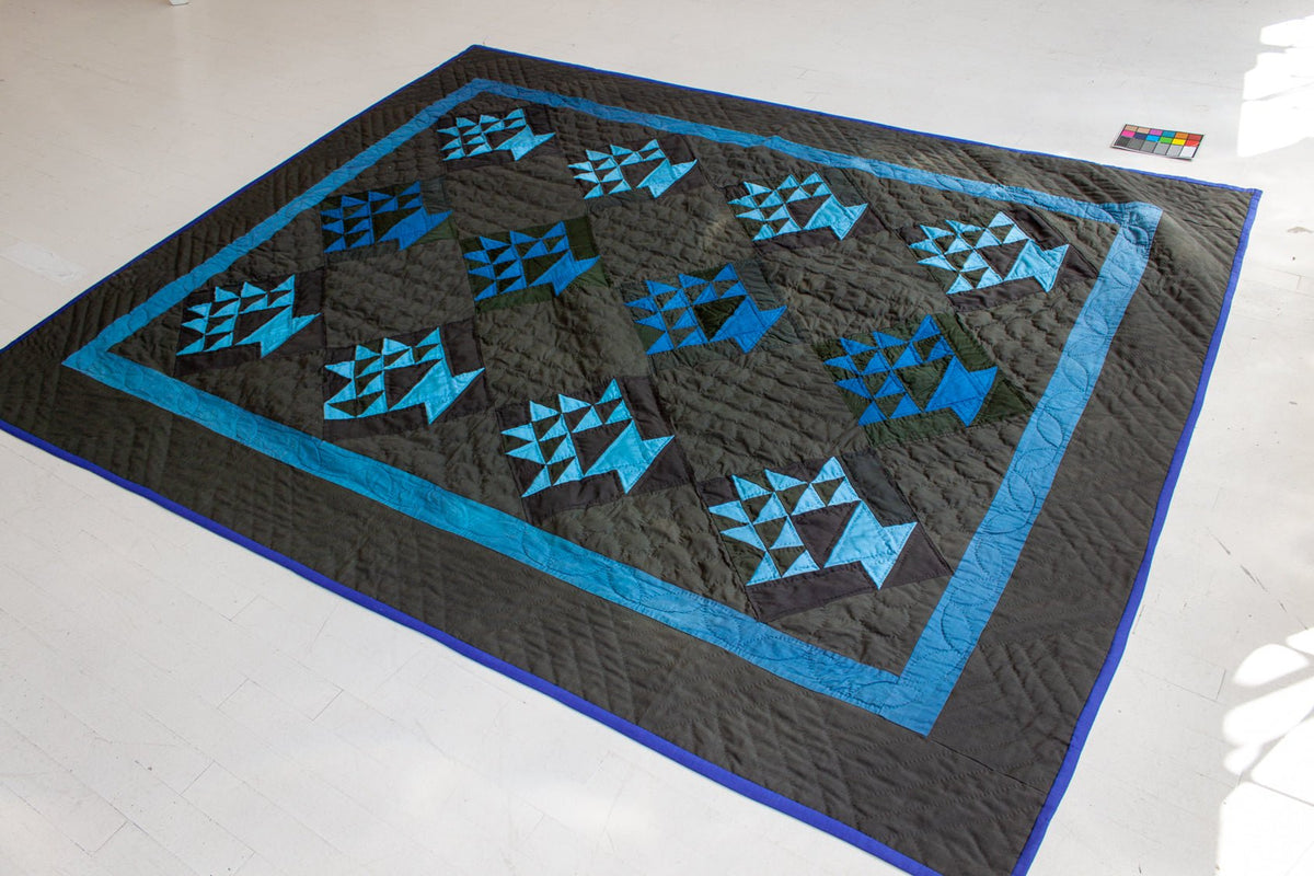 Vintage Amish Basket Quilt SHARKTOOTH