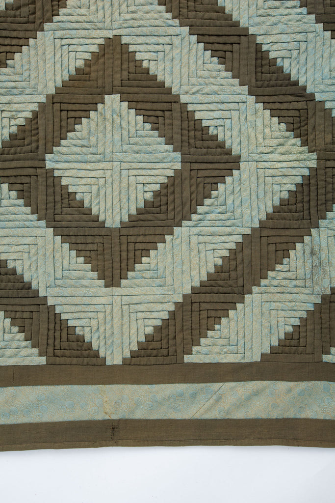 Antique Log Cabin Quilt Wall Hanging - SHARKTOOTH Antique and Vintage Textiles