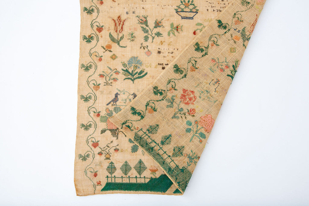 Antique Needlework Sampler - SHARKTOOTH Antique and Vintage Textiles