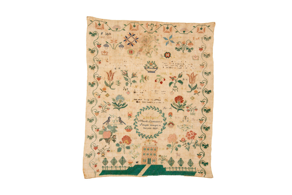 Antique Needlework Sampler - SHARKTOOTH Antique and Vintage Textiles
