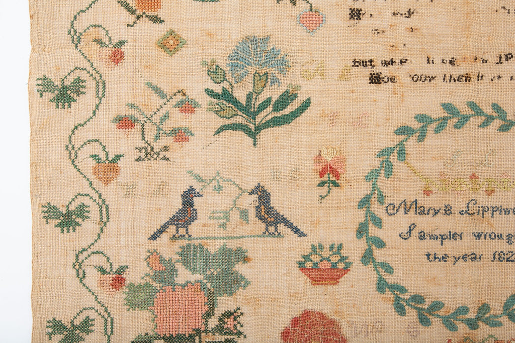 Antique Needlework Sampler - SHARKTOOTH Antique and Vintage Textiles