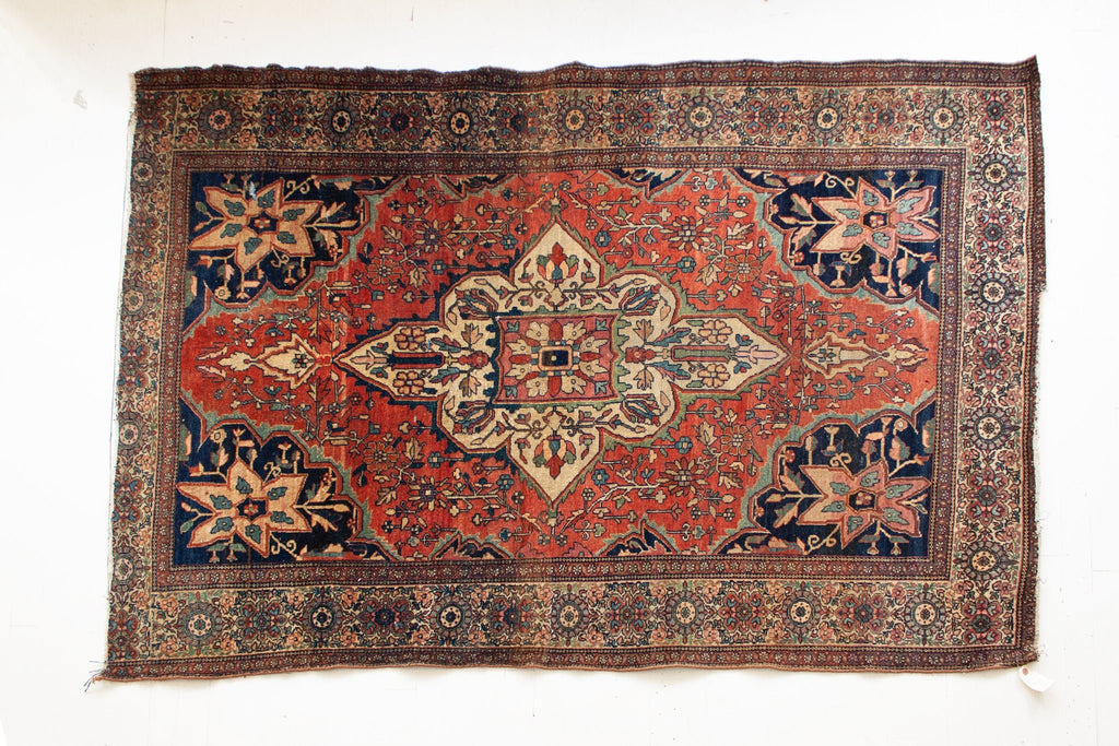 Antique Sarouk 4'2" x 6'1" - SHARKTOOTH Antique and Vintage Textiles