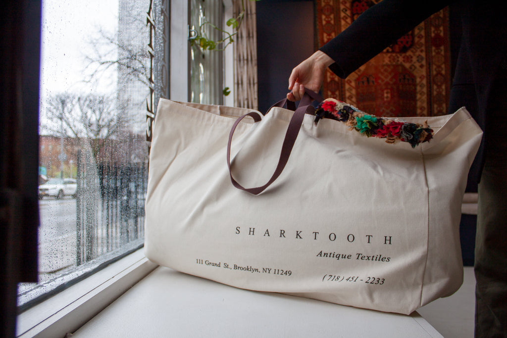Canvas Shopping Tote - SHARKTOOTH Antique and Vintage Textiles
