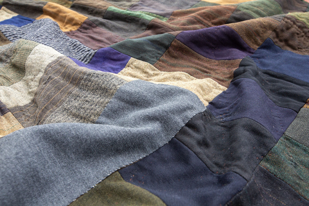 Welsh Suiting Quilt - SHARKTOOTH Antique and Vintage Textiles