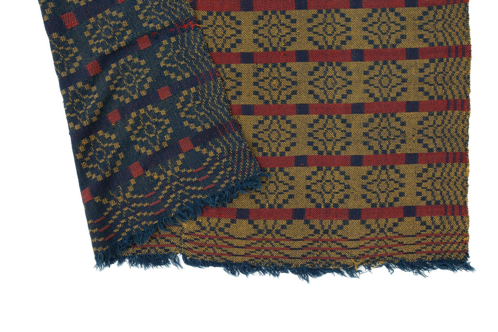 1800's Overshot Coverlet - SHARKTOOTH Antique and Vintage Textiles