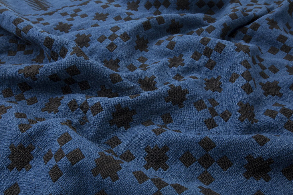 1880's Welsh Tapestry Blanket - SHARKTOOTH Antique and Vintage Textiles