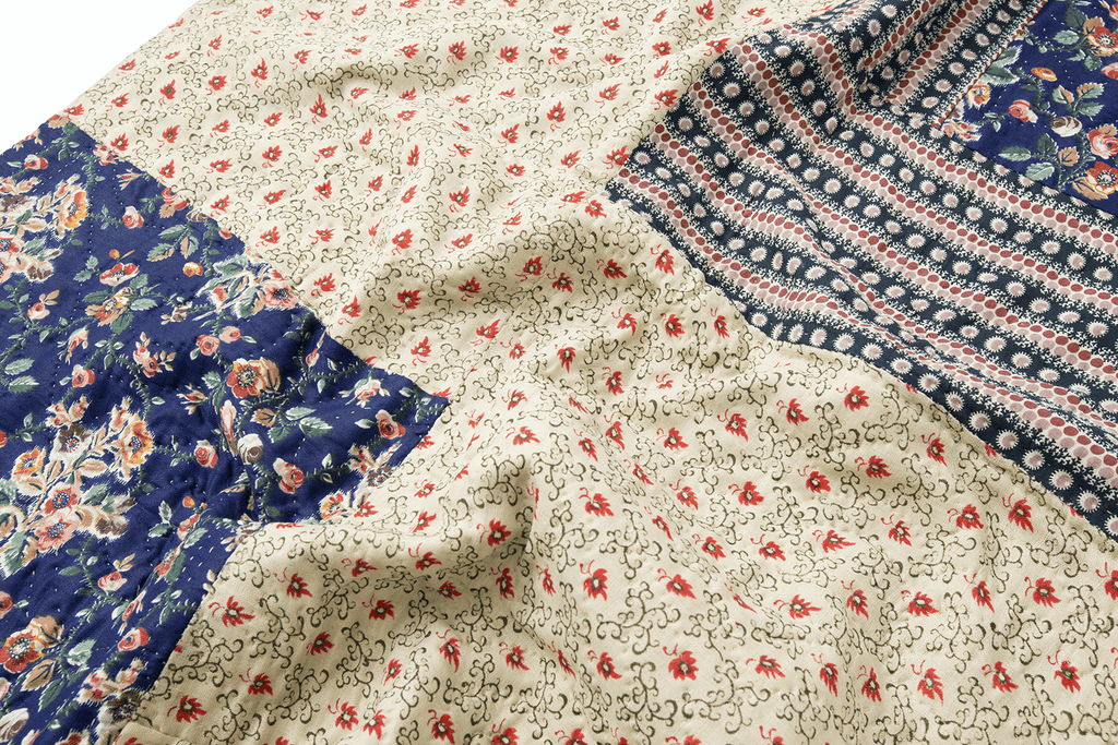 1880's Wool Challis Quilt - SHARKTOOTH Antique and Vintage Textiles