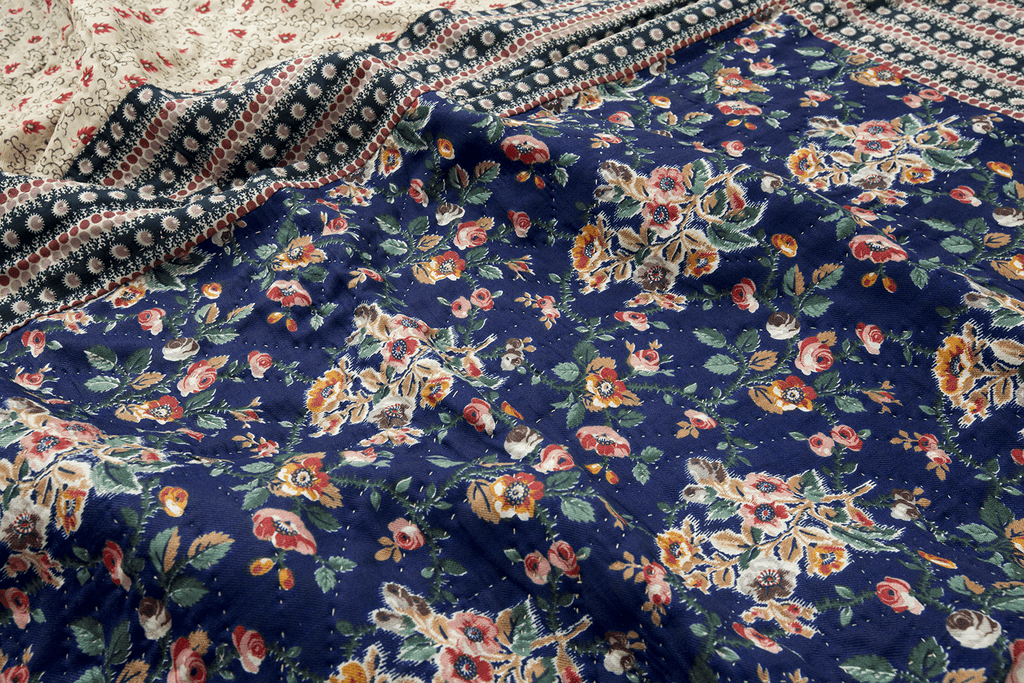 1880's Wool Challis Quilt - SHARKTOOTH Antique and Vintage Textiles