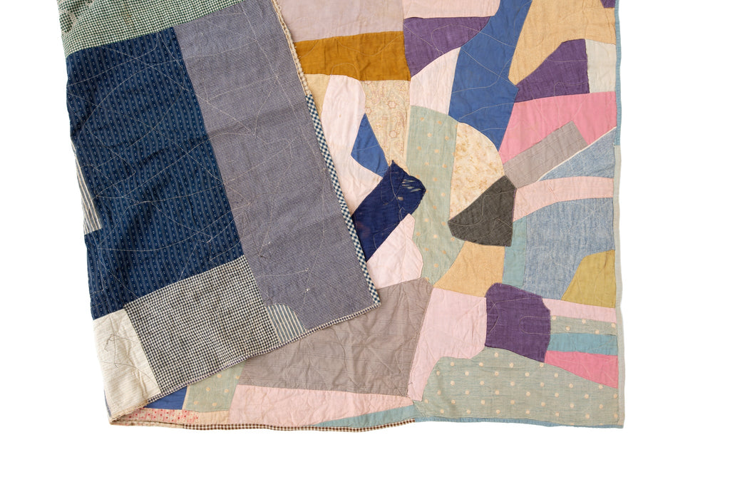 1930's Abstract Quilt - SHARKTOOTH Antique and Vintage Textiles