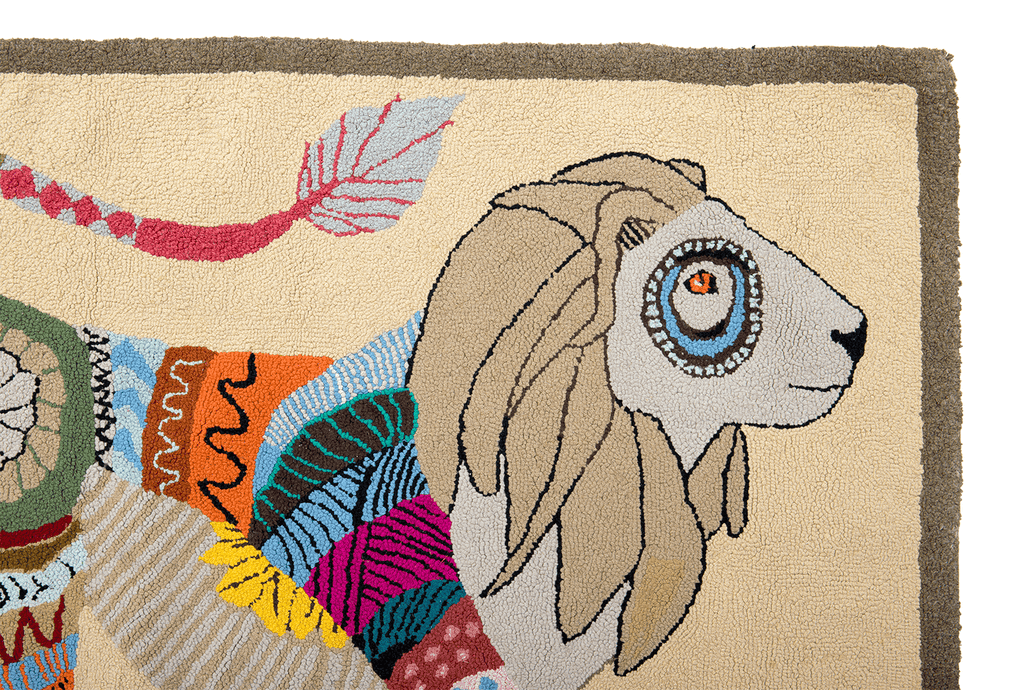 1930’s Folk Art Hooked Rag Rug - SHARKTOOTH Antique and Vintage Textiles