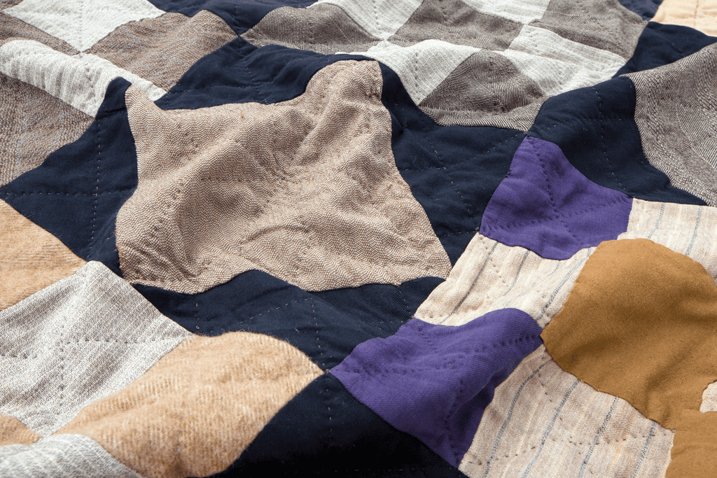 1940's Nine Patch Quilt - SHARKTOOTH Antique and Vintage Textiles