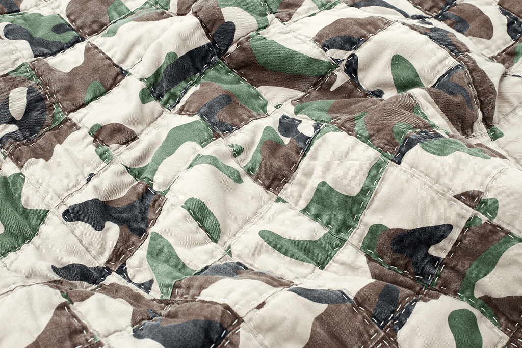1970's Camouflage Quilt - SHARKTOOTH Antique and Vintage Textiles