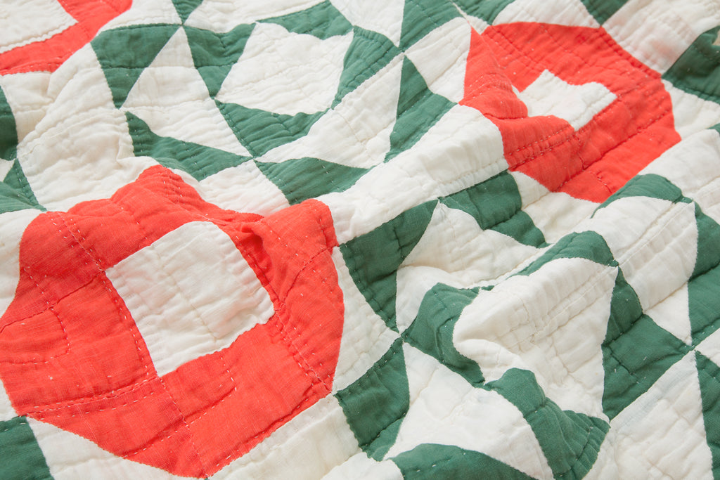 Antique Cotton Quilt - SHARKTOOTH Antique and Vintage Textiles