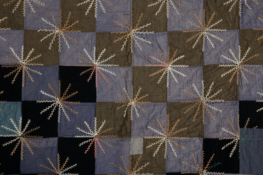 Victorian Embroidered Quilt - SHARKTOOTH Antique and Vintage Textiles