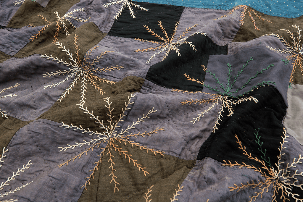 Victorian Embroidered Quilt - SHARKTOOTH Antique and Vintage Textiles