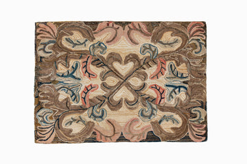 Abstract Floral Hooked Rug 4'3" x 6'1" - SHARKTOOTH Antique and Vintage Textiles