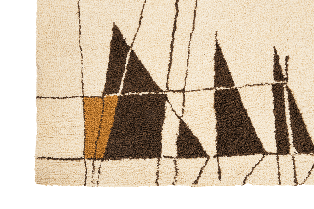 Abstract Modern Hooked Tapestry - SHARKTOOTH Antique and Vintage Textiles