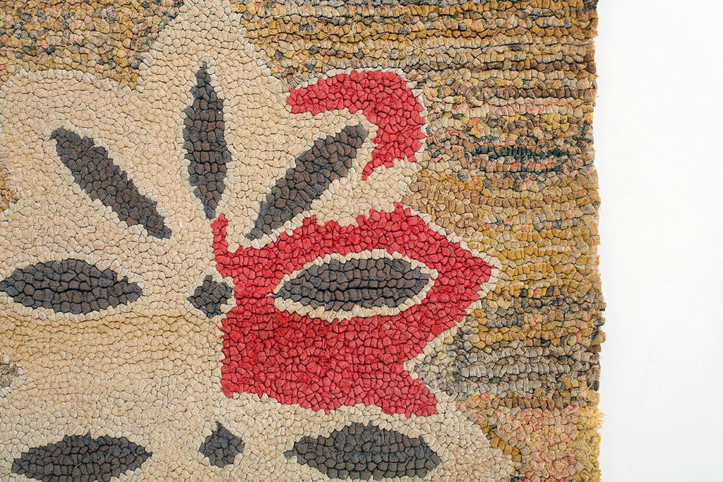 American Hooked Rug - SHARKTOOTH Antique and Vintage Textiles