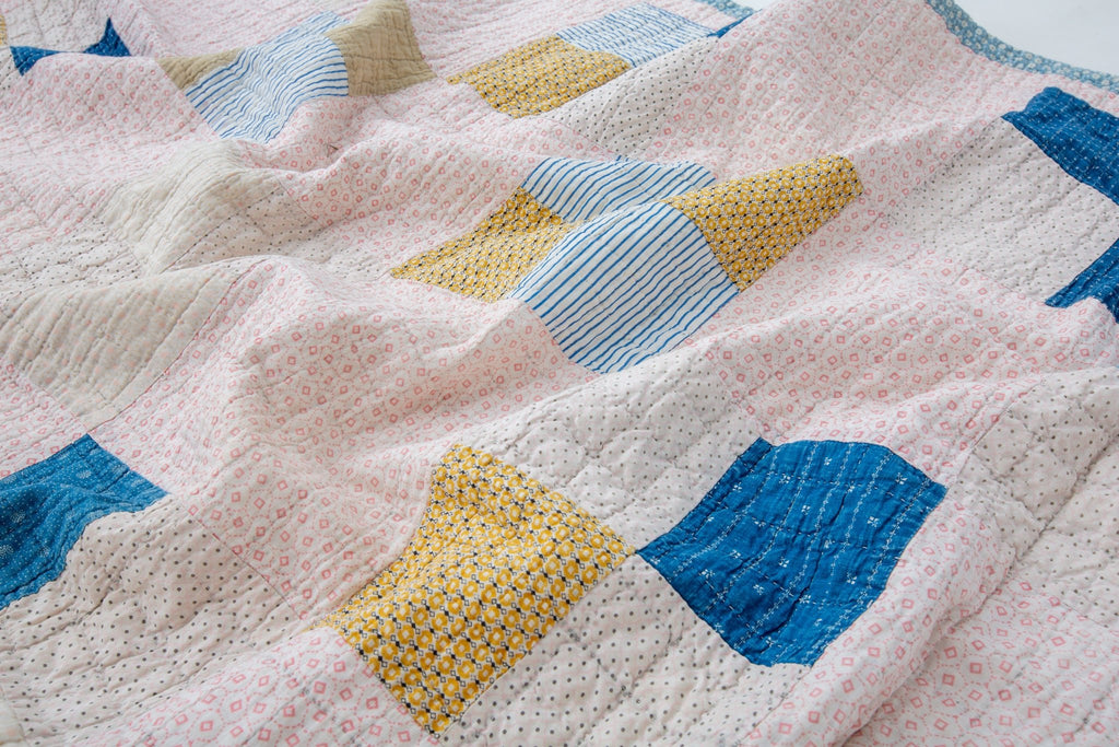 Antique 4 Patch Quilt - SHARKTOOTH Antique and Vintage Textiles