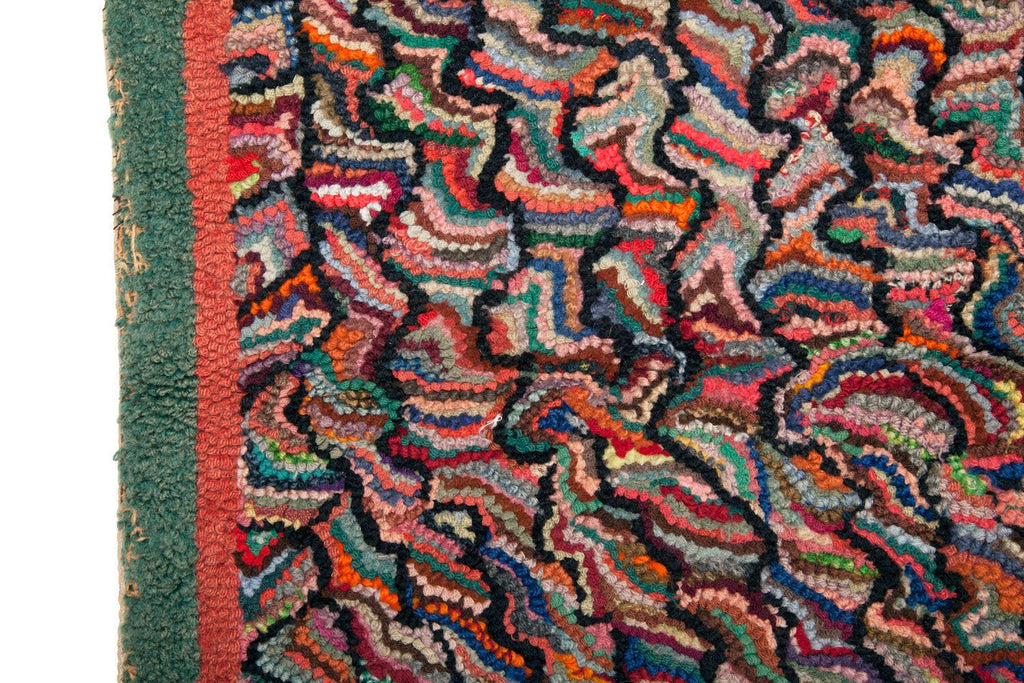 Antique Abstract Hooked Rug - SHARKTOOTH Antique and Vintage Textiles
