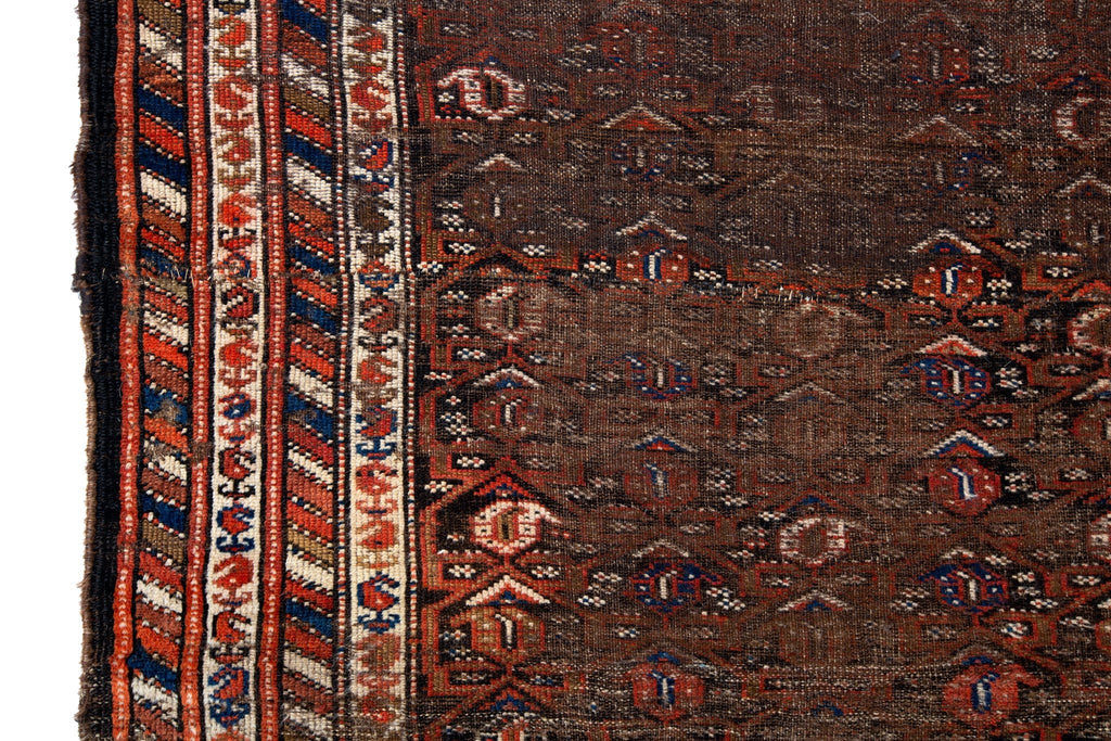 Antique Afghan 4'3" x 5'8" - SHARKTOOTH Antique and Vintage Textiles