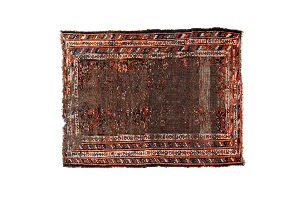 Antique Afghan 4'3" x 5'8" - SHARKTOOTH Antique and Vintage Textiles