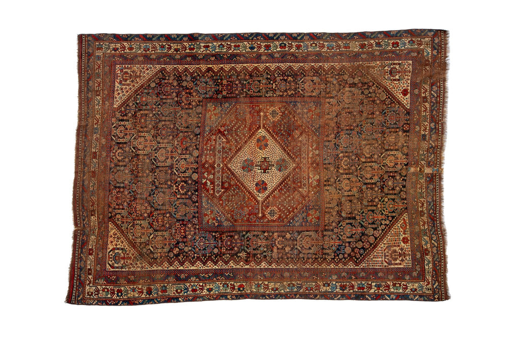 Antique Afshar 6'7" x 8'11" - SHARKTOOTH Antique and Vintage Textiles