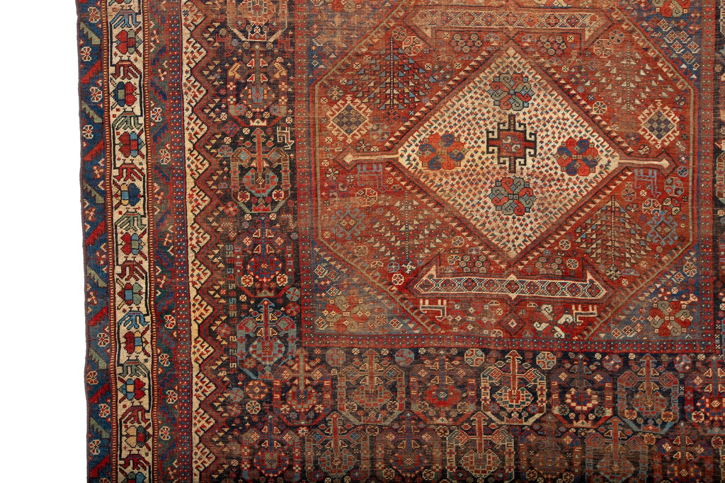 Antique Afshar 6'7" x 8'11" - SHARKTOOTH Antique and Vintage Textiles