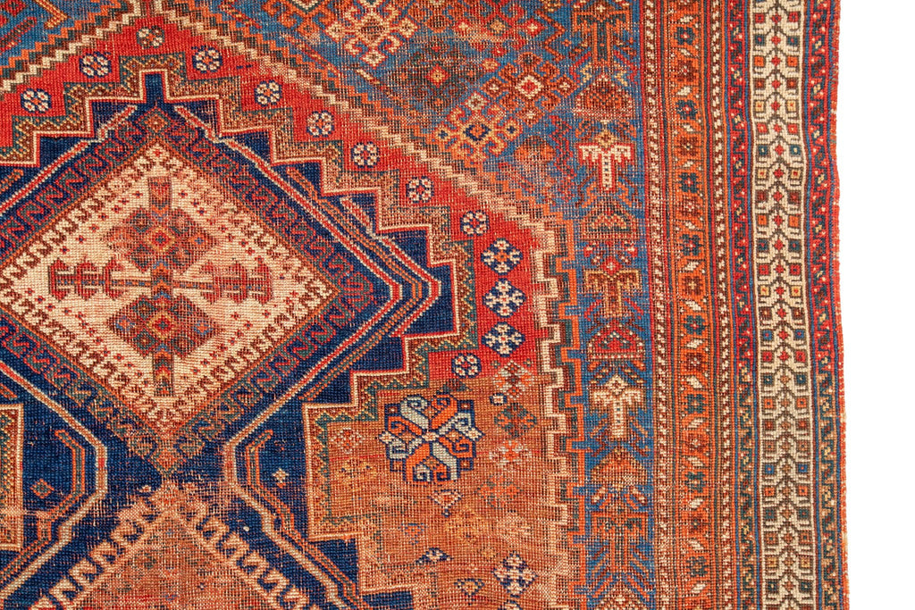Antique Afshari 4'2" x 5'5" - SHARKTOOTH Antique and Vintage Textiles
