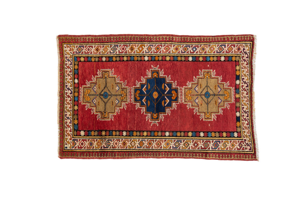 Antique Baku Surakhany 3'2" x 4'10" - SHARKTOOTH Antique and Vintage Textiles