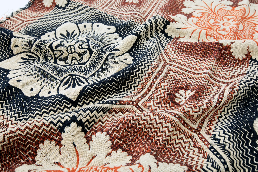 Antique Beiderwand Coverlet - SHARKTOOTH Antique and Vintage Textiles