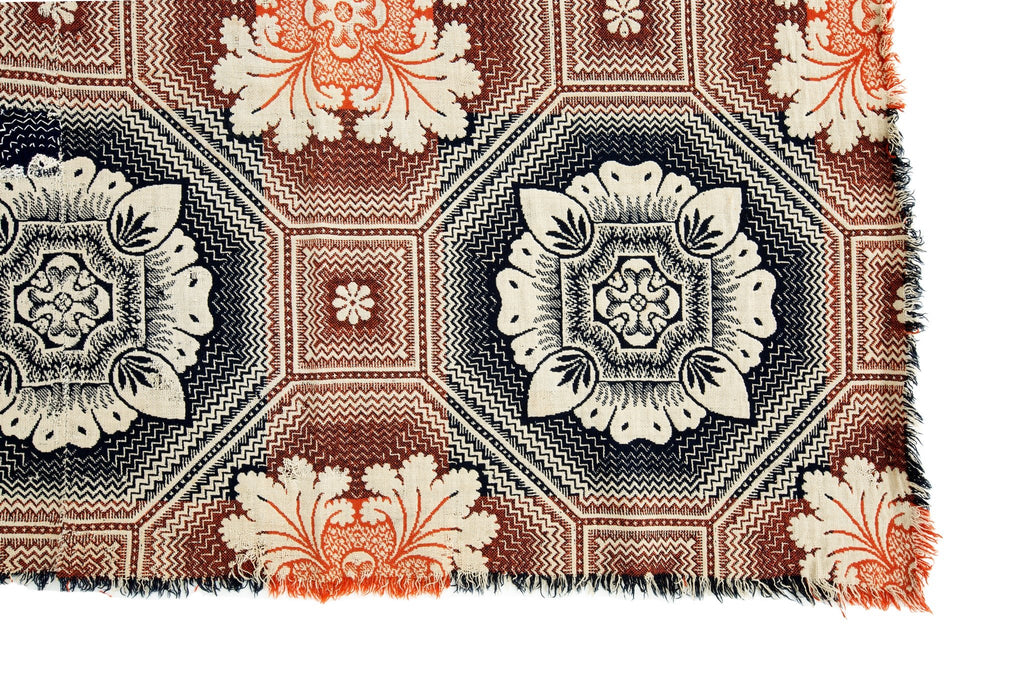 Antique Beiderwand Coverlet - SHARKTOOTH Antique and Vintage Textiles