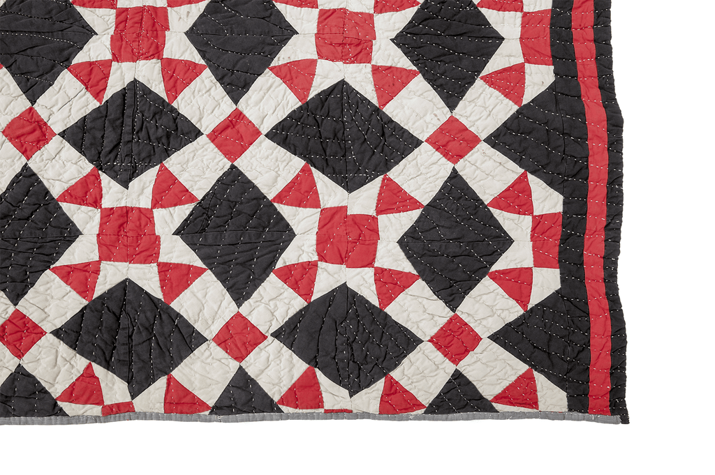 Antique Black and Red Quilt - SHARKTOOTH Antique and Vintage Textiles