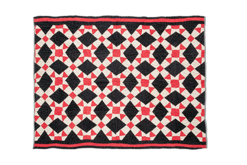 Antique Black and Red Quilt - SHARKTOOTH Antique and Vintage Textiles
