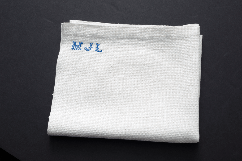 Antique Blue Monogram Towel - SHARKTOOTH Antique and Vintage Textiles