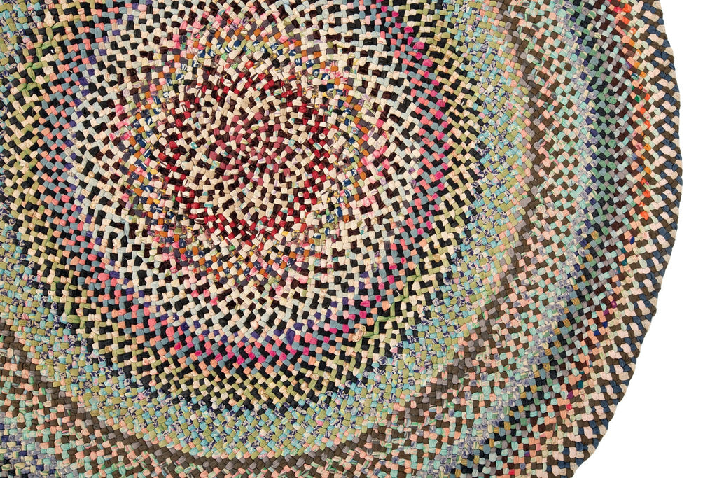 Antique Braided Circle Rug 4'5" - SHARKTOOTH Antique and Vintage Textiles