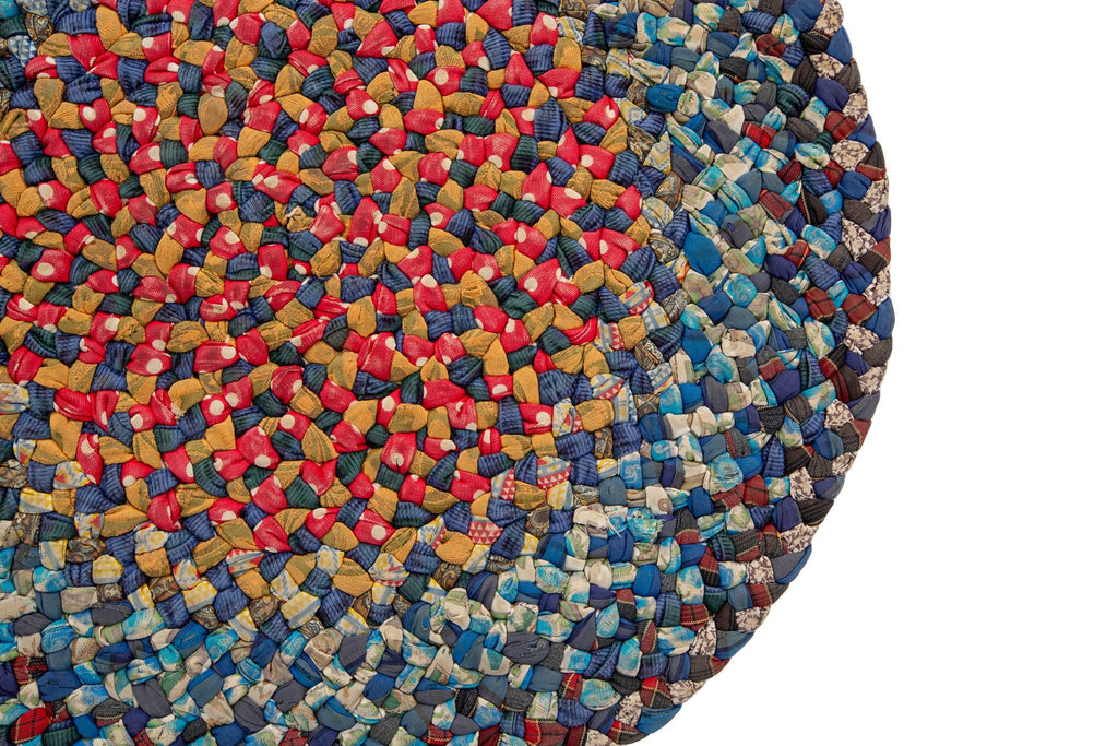 Antique Braided Mat 1'8" x 1'8" - SHARKTOOTH Antique and Vintage Textiles