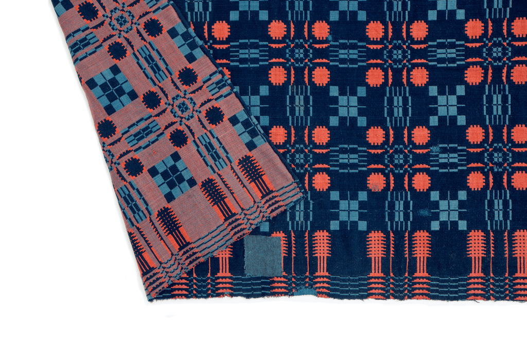 Antique Double Weave Coverlet - SHARKTOOTH Antique and Vintage Textiles