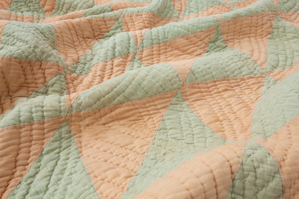 Antique Feedsack Quilt - SHARKTOOTH Antique and Vintage Textiles