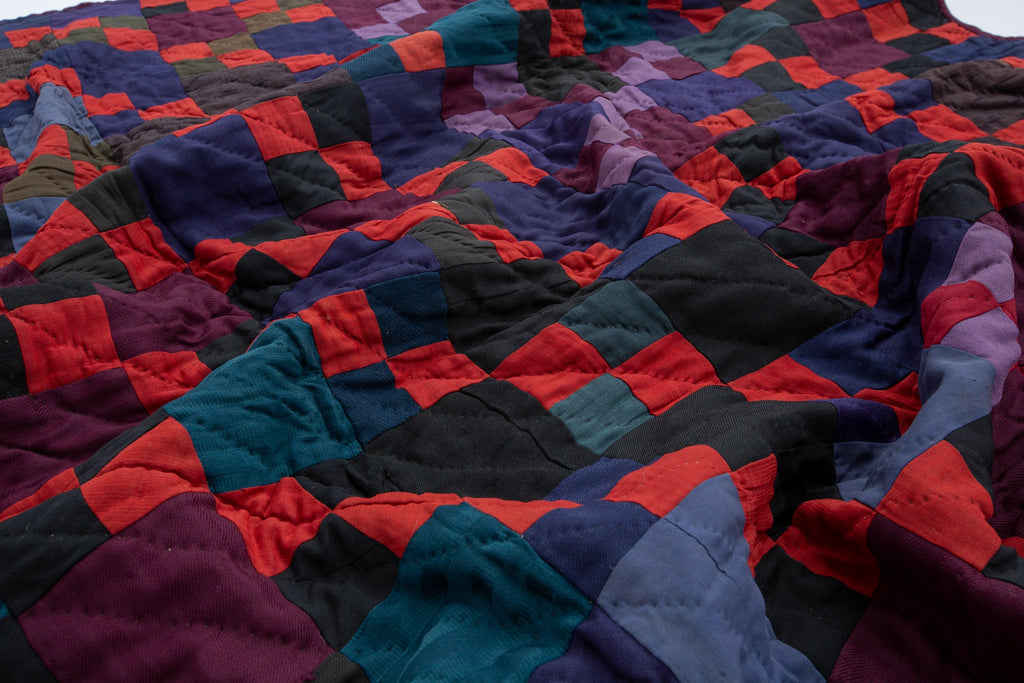 Antique Four Patch Quilt - SHARKTOOTH Antique and Vintage Textiles