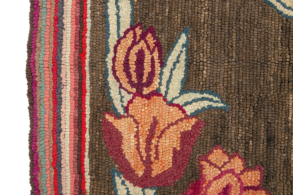 Antique Hooked Mat 2' x 3' - SHARKTOOTH Antique and Vintage Textiles