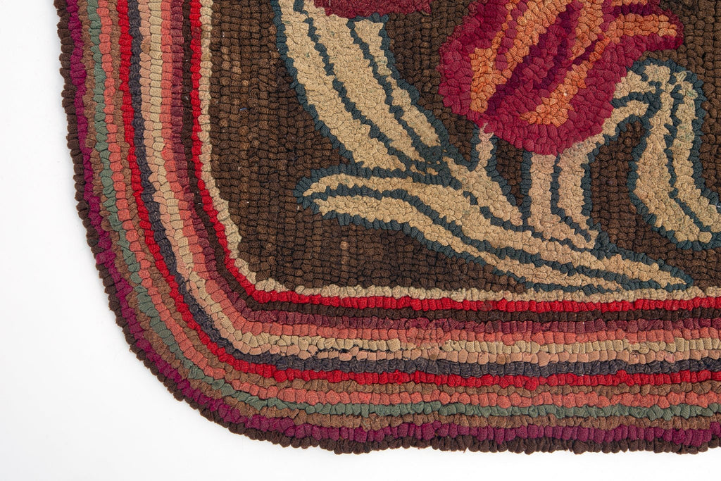 Antique Hooked Mat 2' x 3' - SHARKTOOTH Antique and Vintage Textiles