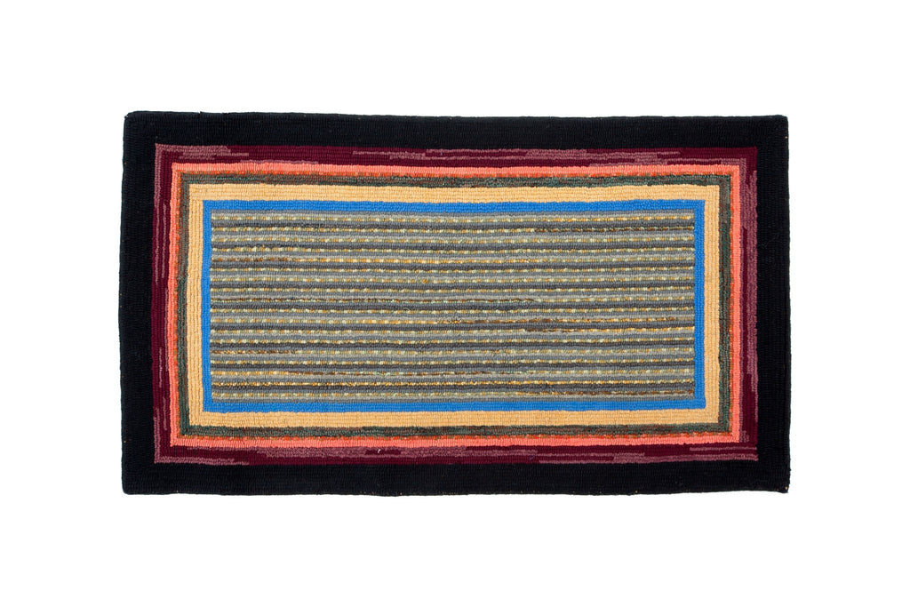Antique Hooked Mat 2"2" x 3'10" - SHARKTOOTH Antique and Vintage Textiles