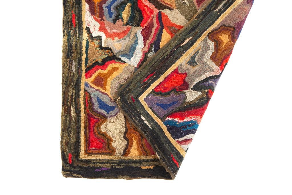 Antique Hooked Rug 2'6" x 3'8" - SHARKTOOTH Antique and Vintage Textiles