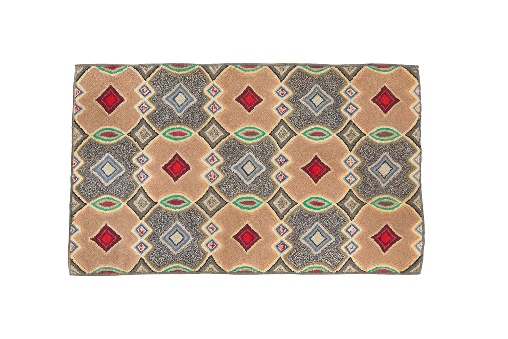 Antique Hooked Rug 2'9" x 4'5" - SHARKTOOTH Antique and Vintage Textiles