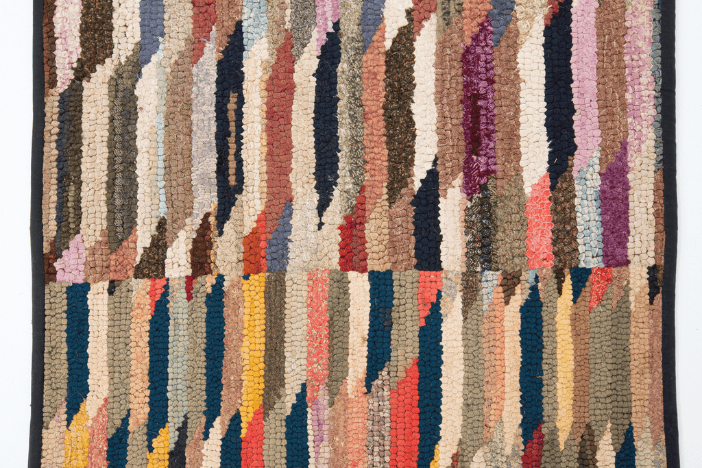 Antique Hooked Runner 1'9" x 21'8" - SHARKTOOTH Antique and Vintage Textiles