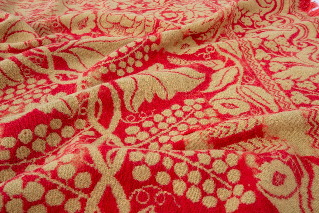 Antique Jacquard Blanket - SHARKTOOTH Antique and Vintage Textiles