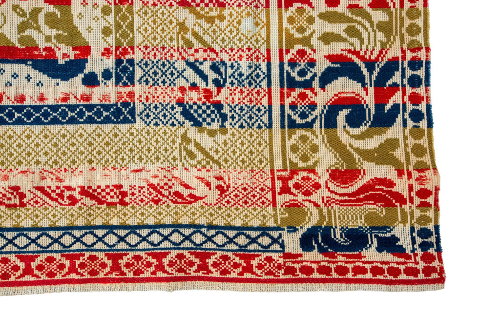 Antique Jacquard Coverlet - SHARKTOOTH Antique and Vintage Textiles
